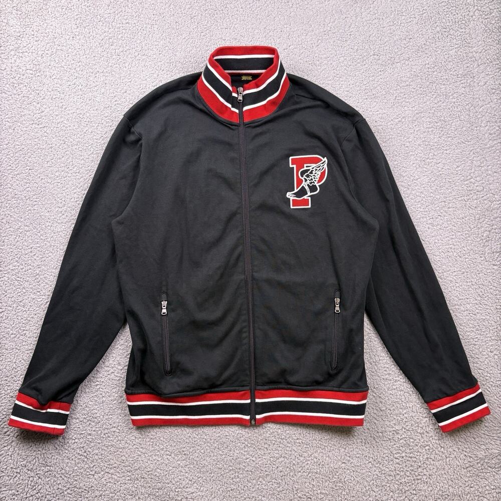 Polo Ralph Lauren Jacket Mens Large Black P Wing Varsity Track Full-Zip Cotton